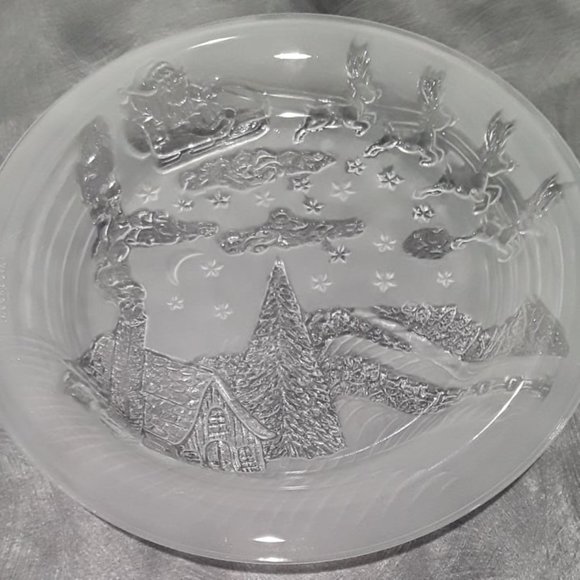 7" - THE NIGHT BEFORE CHRISTMAS - CELEBRATIONS CRYSTAL ETCHED - FROSTED GLASS - Picture 2 of 2